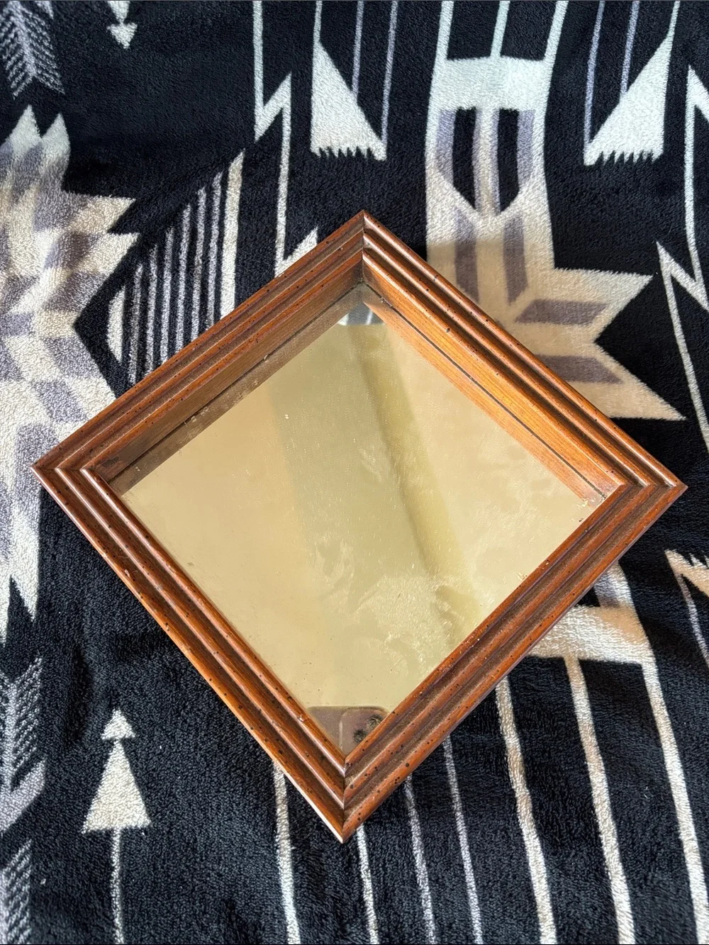 Wood Frame Wall Mirror in Warm Brown